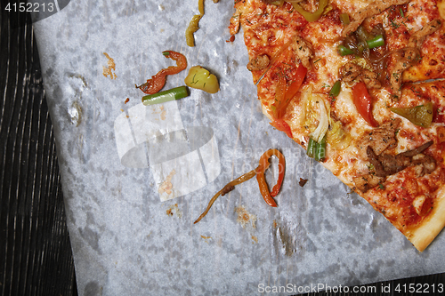 Image of Homemade pizza on a wooden table