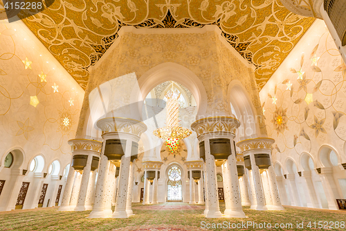 Image of Interior of Sheikh Zayed Grand Mosque, Abu Dhabi, United Arab Emirates.