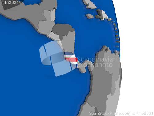 Image of Costa Rica on globe with flag