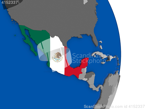 Image of Mexico on globe with flag