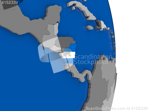 Image of Nicaragua on globe with flag