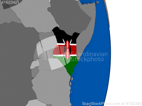 Image of Kenya on globe with flag