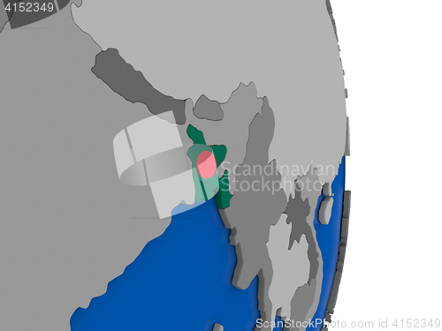 Image of Bangladesh on globe with flag