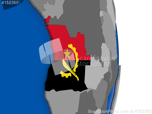 Image of Angola on globe with flag