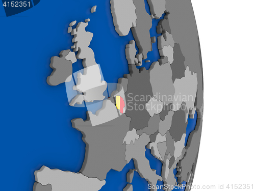 Image of Belgium on globe with flag