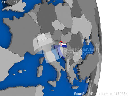 Image of Croatia on globe with flag