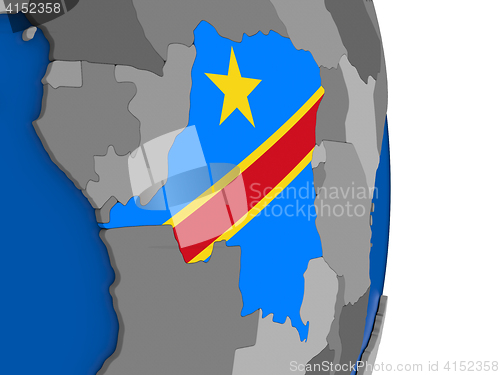 Image of Democratic Republic of Congo on globe with flag