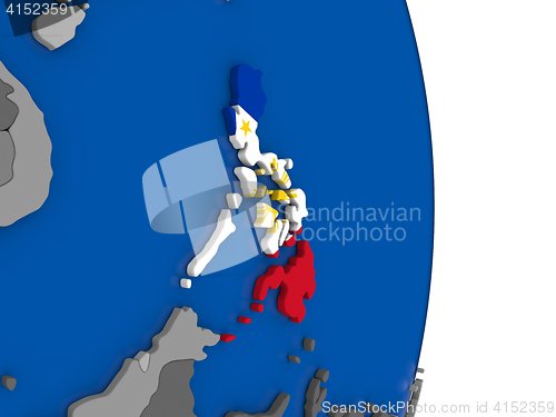 Image of Philippines on globe with flag