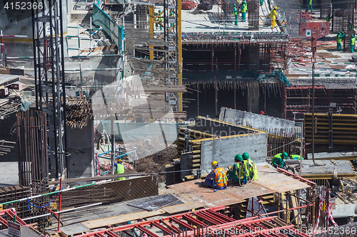 Image of Modern building constraction site works.