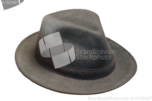 Image of black wool hat over white