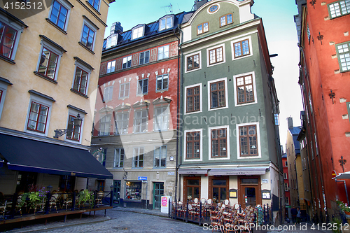 Image of STOCKHOLM, SWEDEN - AUGUST 19, 2016: Cafes and restaurants at th