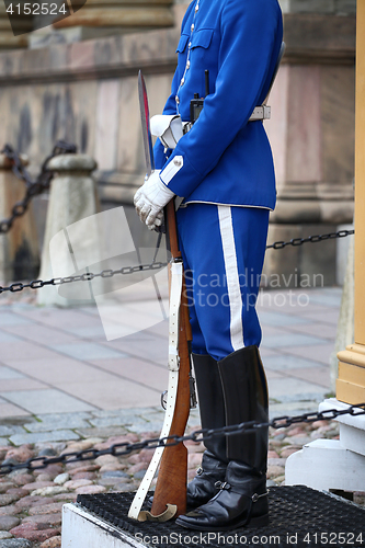 Image of STOCKHOLM, SWEDEN - AUGUST 20, 2016: Swedish Royal Guards of hon