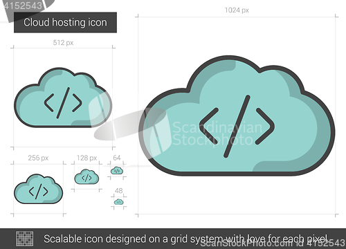 Image of Cloud hosting line icon.