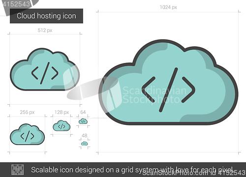 Image of Cloud hosting line icon.