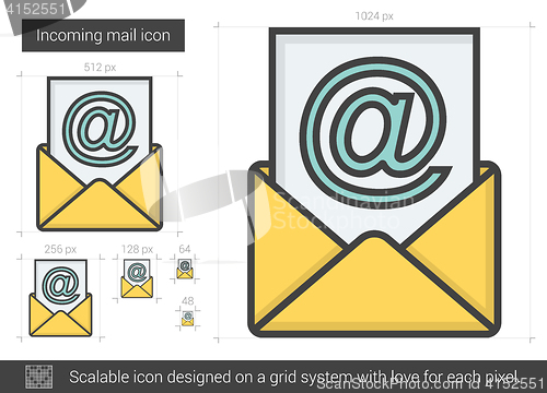 Image of Incoming mail line icon.