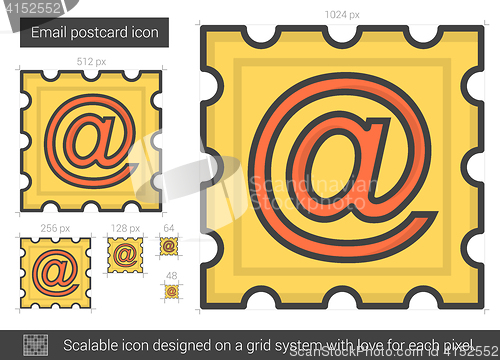 Image of Email postcard line icon.