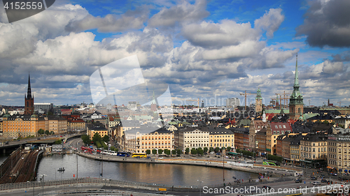 Image of STOCKHOLM, SWEDEN - AUGUST 20, 2016: Aerial view of Stockholm fr