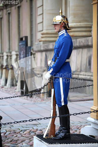 Image of STOCKHOLM, SWEDEN - AUGUST 20, 2016: Swedish Royal Guards of hon