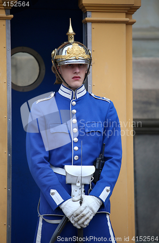 Image of STOCKHOLM, SWEDEN - AUGUST 20, 2016: Swedish Royal Guards of hon