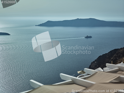 Image of Landscape of Santorini Island, Fira, Cyclades, Greece