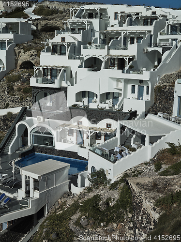 Image of Landscape of Santorini Island, Fira, Cyclades, Greece