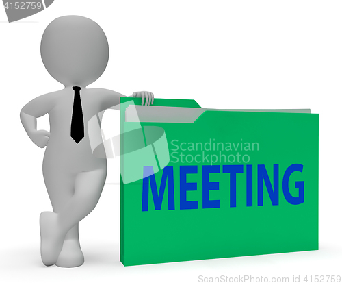 Image of Meeting Folder Represents Arranging Files 3d Rendering