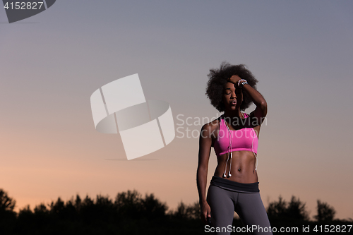 Image of young african american woman in nature