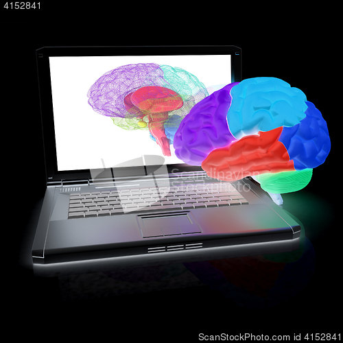 Image of creative three-dimensional model of real human brain and scan on