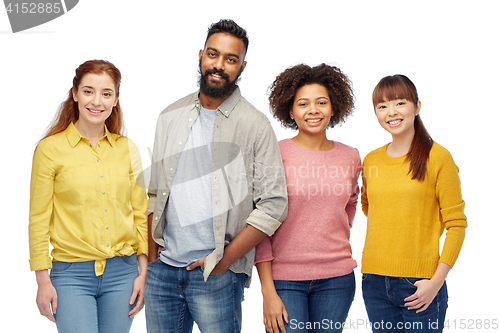 Image of international group of happy smiling people