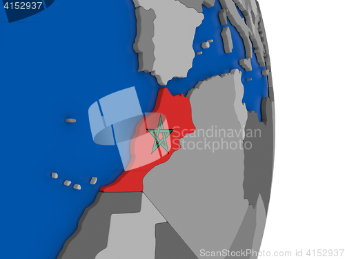 Image of Morocco on globe with flag