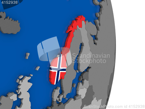 Image of Norway on globe with flag