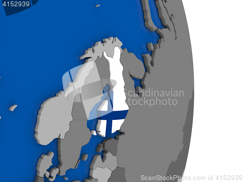 Image of Finland on globe with flag