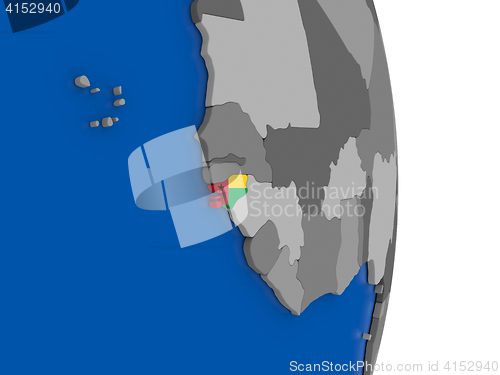 Image of Guinea-Bissau on globe with flag