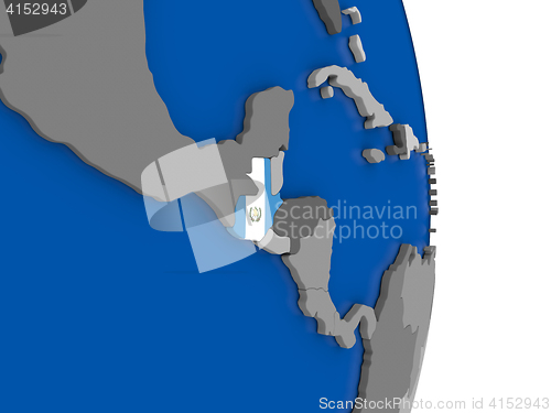 Image of Guatemala on globe with flag