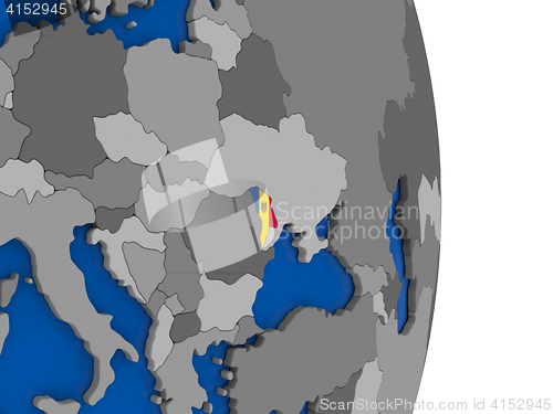 Image of Moldova on globe with flag