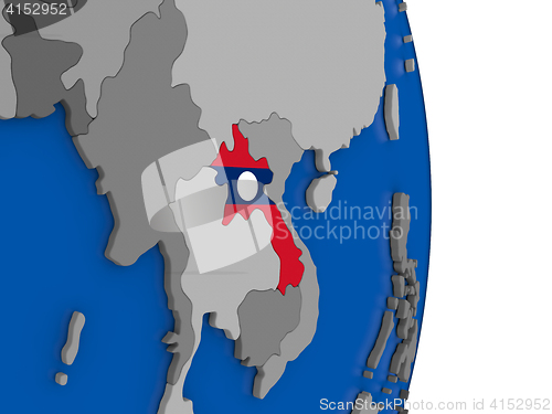 Image of Laos on globe with flag