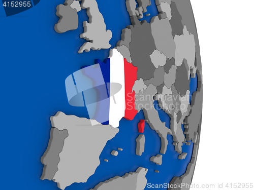 Image of France on globe with flag