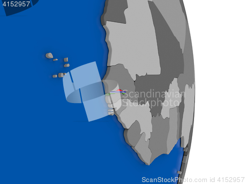 Image of Gambia on globe with flag