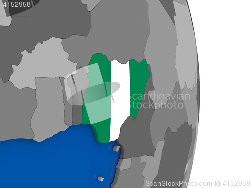 Image of Nigeria on globe with flag