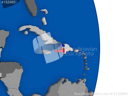 Image of Haiti on globe with flag