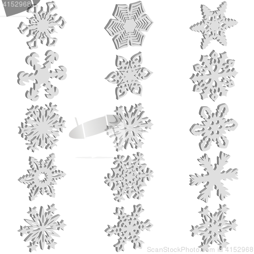 Image of Set snowflakes icons on white background, illustration