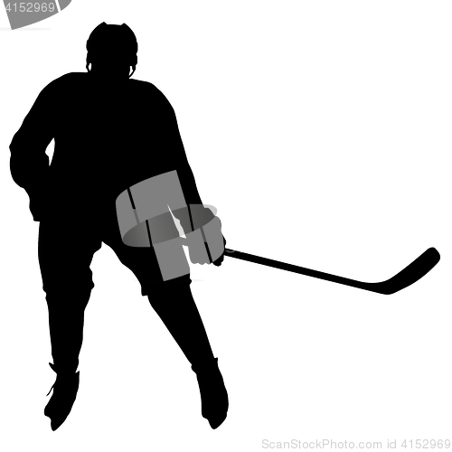 Image of Silhouette of hockey player. Isolated on white. illustrations