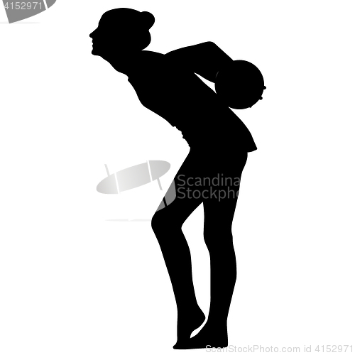 Image of Silhouette girl gymnast with the ball. illustration