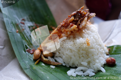 Image of Traditional food in Malaysia named nasi lemak