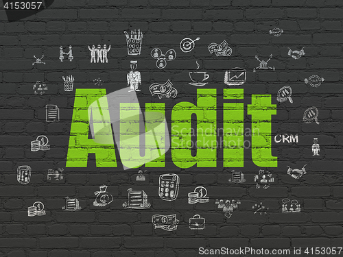 Image of Finance concept: Audit on wall background