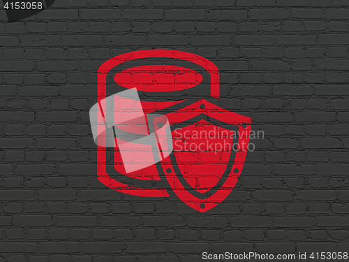 Image of Database concept: Database With Shield on wall background