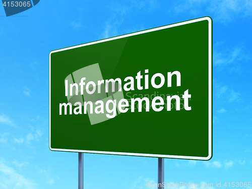 Image of Information concept: Information Management on road sign background