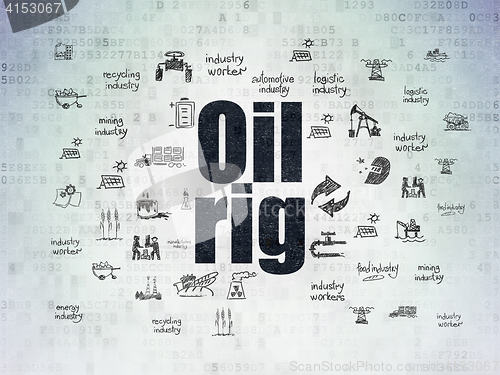 Image of Industry concept: Oil Rig on Digital Data Paper background