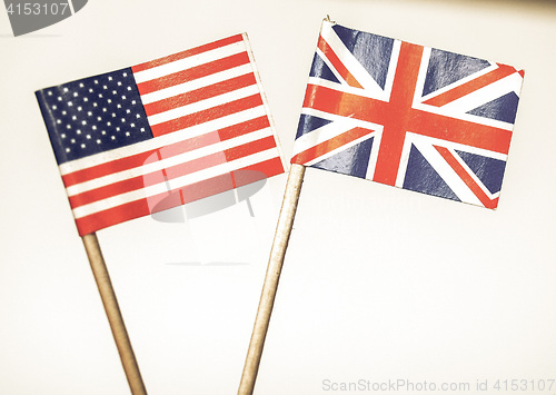 Image of Vintage looking British and American flags