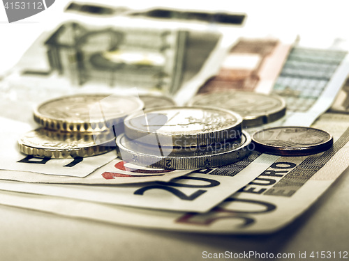 Image of Vintage Euros coins and notes